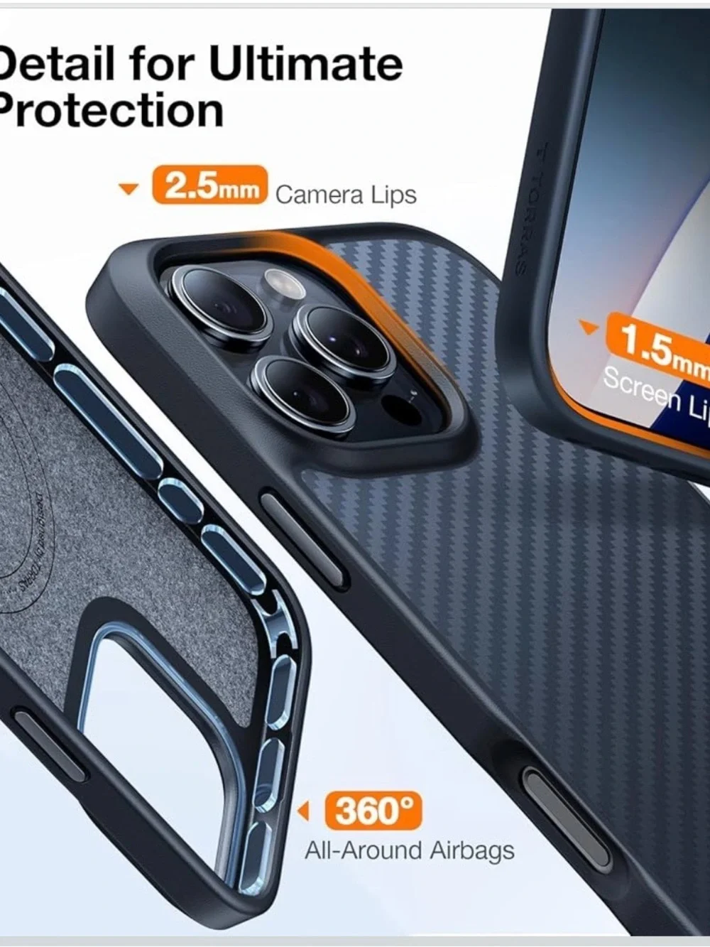 TORRAS Upgraded For IPhone 16 Pro Case Aramid Fiber Back 1006/lb-1